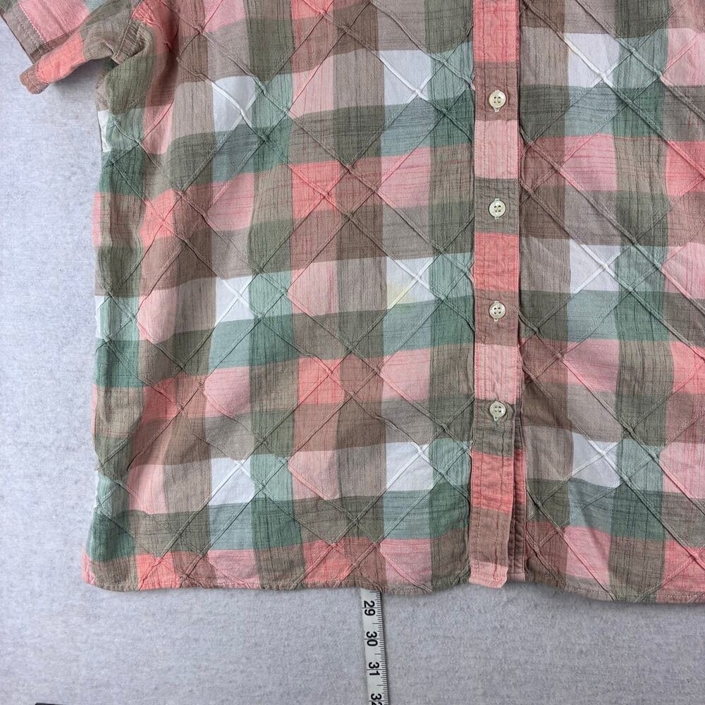 Classic Elements Short Sleeve Button Up Blouse Women's 22W Quilted Lattice Plaid - Picture 9 of 10